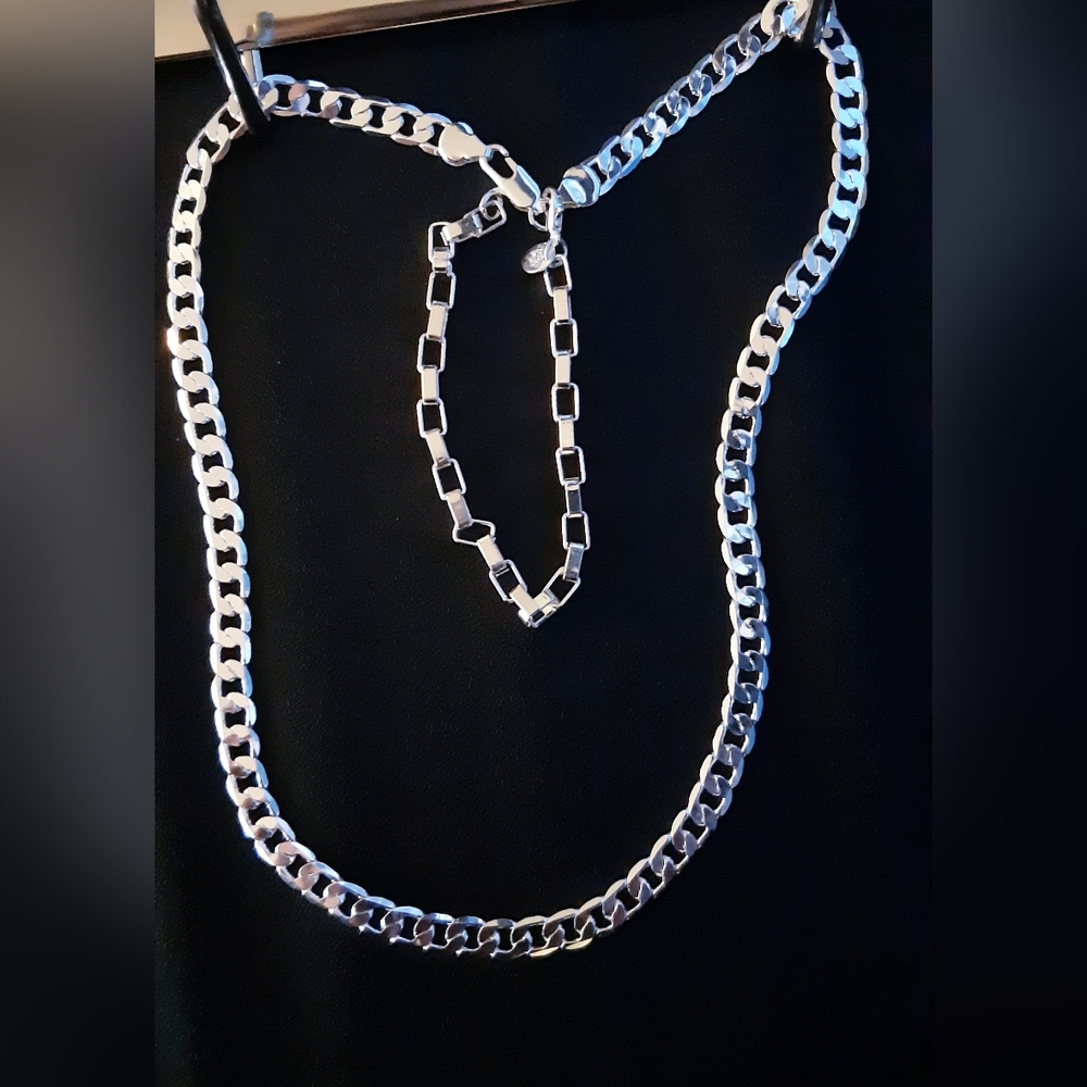 925 Silver Chain Necklace And Bracelet